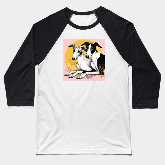 Greyhound or Galgo Dogs Line Art Baseball T-Shirt by Greyhounds Are Greyt